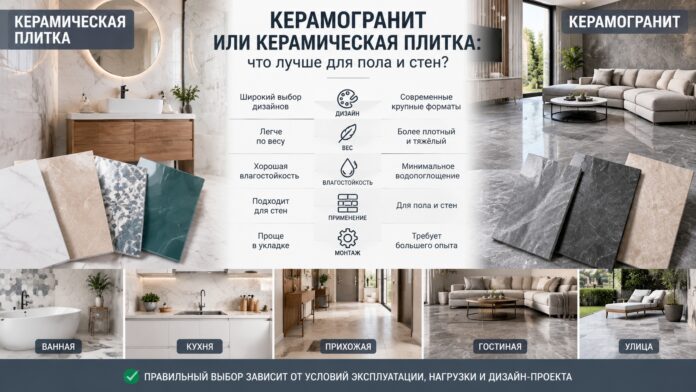 Керамогранит или керамическая плитка: что лучше выбрать для пола и стен