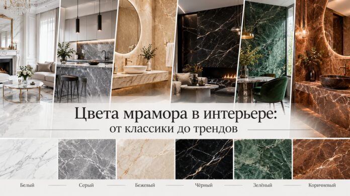 Цвета мрамора в интерьере: классические оттенки, современные сочетания и тренды